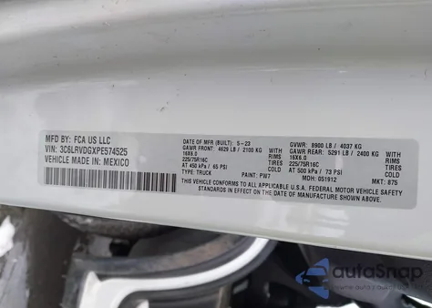 2023 Ram Promaster 2500 High Roof 159 Wb z USA, uszkodzony, nr VIN 3C6LRVDGXPE574525